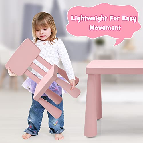 3-Piece Kids Table and Chair Set for Toddlers - Pink Activity Furniture