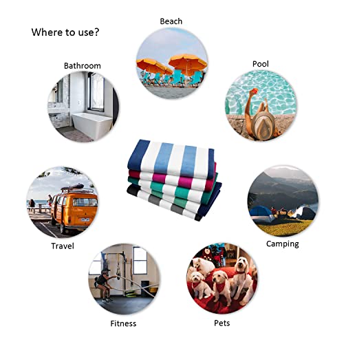 Oversized Cotton Beach Towel - 40x70 Extra Large Plush Stripe Pool Towel