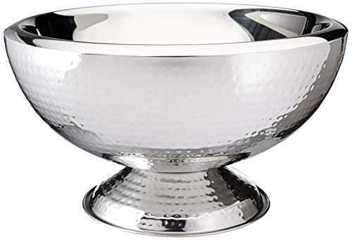 17-Inch Hammered Stainless Steel Punch Bowl, 3-Gallon Insulated Beverage Tub