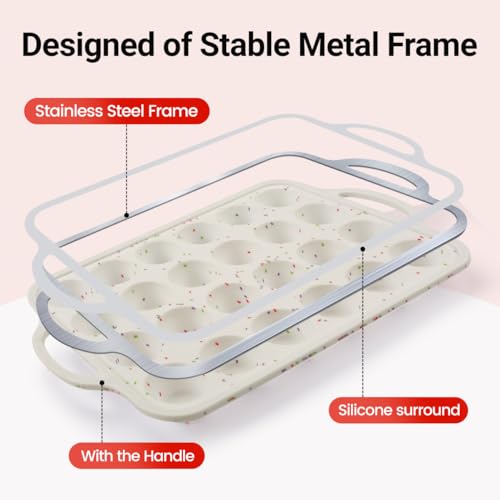 24-Cup Silicone Mini Cupcake & Muffin Pan with Metal Reinforced Frame