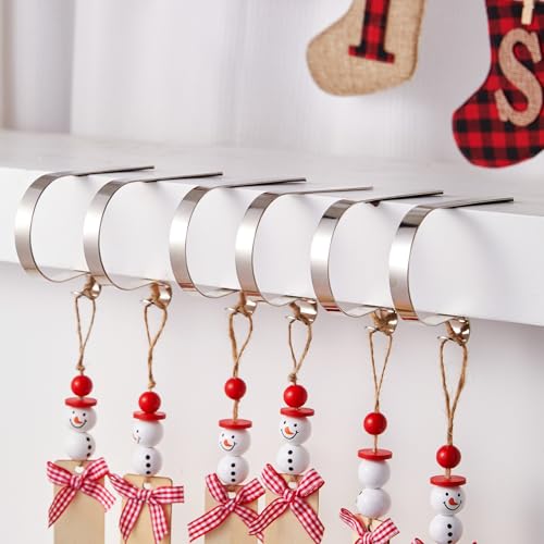 Adjustable Christmas Stocking Holders for Mantle - Set of 6, Silver
