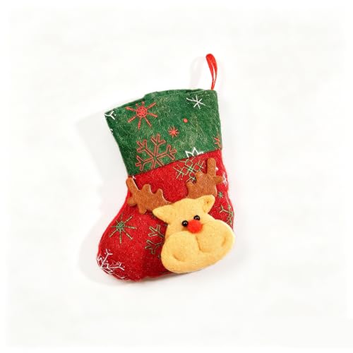 BAMIFEI Christmas Stocking 6.3 Inch Red 3D Reindeer Design - 09, Plush Cuff