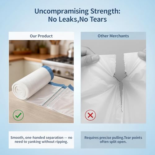 T.FORING Small Trash Bags 4 Gallon Drawstring 120 Count Leakproof Liners