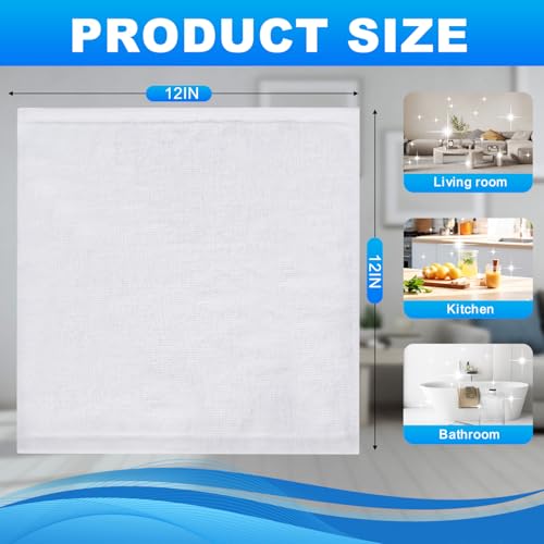 White 6 Pack Cotton Washcloths 12x12 Inches - Soft, Absorbent & Durable