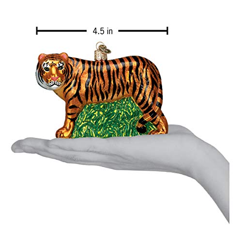 Handcrafted Glass Tiger Christmas Ornament, Mouth-Blown Holiday Decor