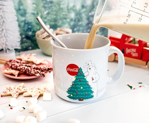 Silver Buffalo Coca-Cola Polar Bears Holiday Camper Mug - 20oz Ceramic Coffee Cup