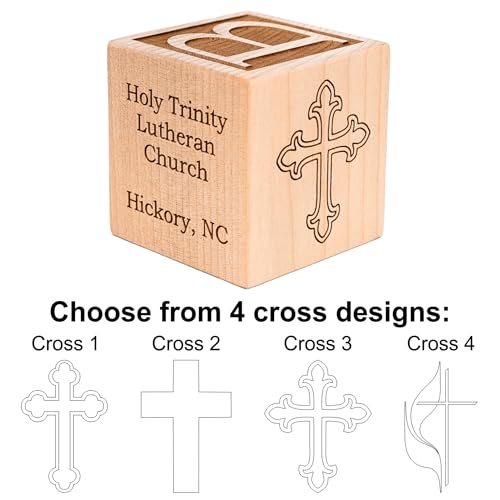 Personalized Baby Baptism Wooden Block Keepsake - Engraved Hardwood Gift