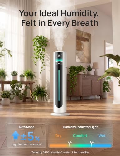 DREO 11L White Smart Room Humidifier for Large Spaces up to 700 ft², 100H Runtime, Ultra-Quiet 747S