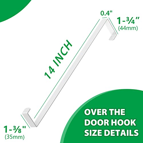 14-Inch Over the Door Wreath Hangers - Heavy Duty Metal Hooks (4-Pack, White)