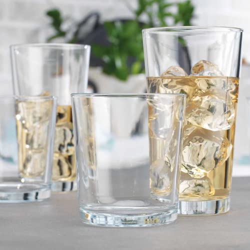12-Piece Glassware Set - 17 oz Highball Glasses and 13 oz Whiskey Glasses