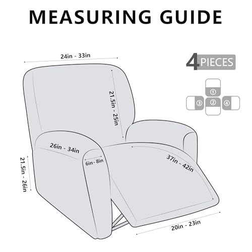 Stretch Recliner Chair Covers - 4 Piece Washable Furniture Protector