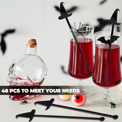 48 Pcs Black Plastic Witch Hat Cocktail Swizzle Sticks - LemonRoad Classic