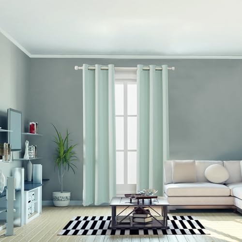 100% Blackout Curtain Panels Set - Thermal Insulated Drapes, Light Blue (2 Panels, 37W x 84L)