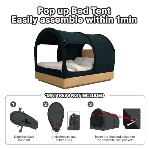 Pop-Up Bed Tent Twin Size - Indoor Privacy Sleeping Canopy & Curtains