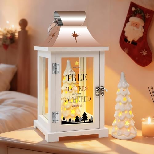 Light-Up Ceramic Christmas Tree Figurine - LED Holiday Tabletop Decor