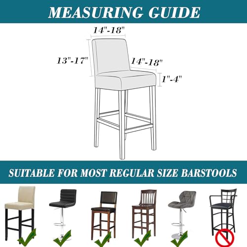 Stretch Waterproof Bar Stool Covers with Backs - 2 Pack, Beige