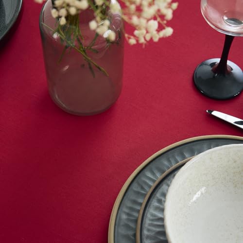 Solino Home Cotton Linen Tablecloth Scarlet Red Dru 54 x 72 in - Rectangular