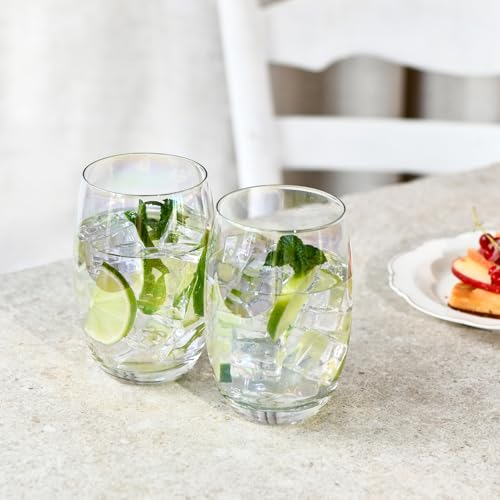 Rainbow Chrome Drinking Glasses Set - 12.2 oz Lead-Free Crystal Tumblers