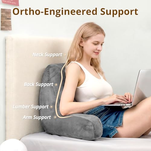 Sasttie 18" Reading Pillow for Bed with Arms - Backrest Support Cushion
