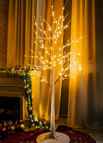 Dazzle Bright 6FT 144 LED Lighted Birch Tree – Outdoor & Indoor Christmas Decor, 1 Pack