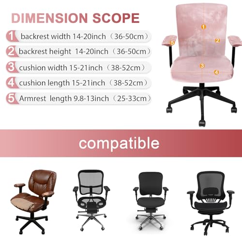 Stretchable Office Chair Covers Set with Armrest - Light Pink