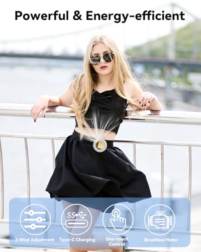 Portable Bladeless Waist Clip Fan 3-Speed Quiet Personal Fan