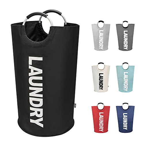 DOKEHOM 90L Large Tall Laundry Basket Bag - Collapsible Black Hamper