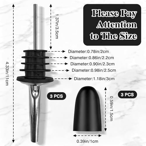 3-Pack Stainless Steel Liquor & Oil Pour Spouts with Dust Caps – Fast-Flow Bottle Dispensers