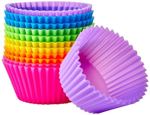 Reusable Silicone Baking Cups - 12-Pack Non-Stick Muffin Liners