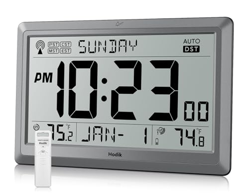 10.5-Inch Atomic Wall Clock with Indoor and Outdoor Temperature Display