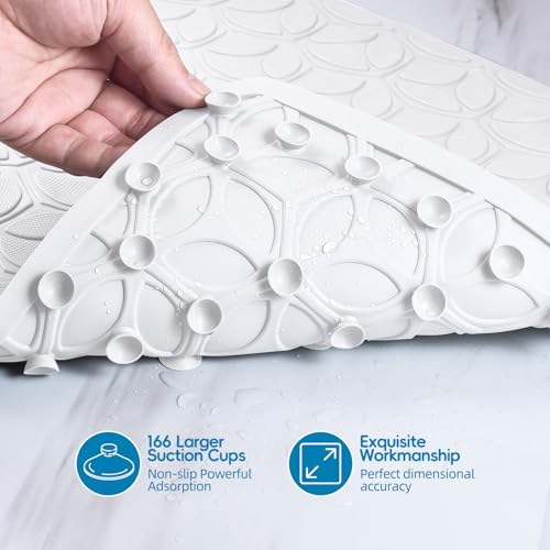 Non-Slip Natural Rubber Bathtub Mat, 16 x 28 Inch Leaf Textured Shower Mat