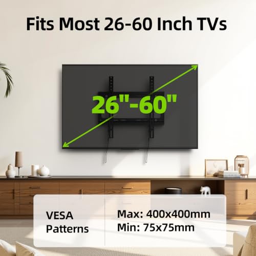 USX MOUNT Fixed TV Wall Mount 26-60 Inch Low Profile Bracket VESA Up to 400x400mm
