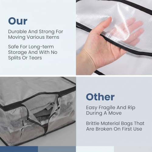 Large Clear Storage Bag with Zipper and Handles – 24.8 x 24.8 x 8.3 in