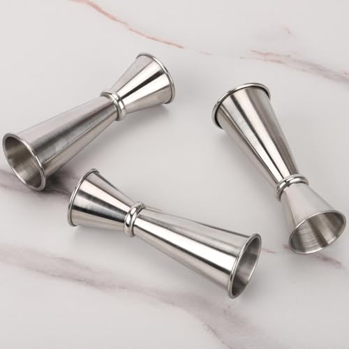 3 Pcs Double-Ended Stainless Steel Jiggers for Bartending, 1 oz & 2 oz Measuring Cups – Tbestmax