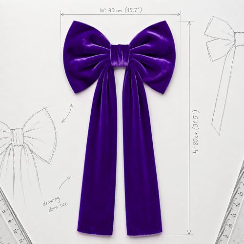 Dark Purple Velvet Christmas Bow Tree Topper Large Holiday Decor