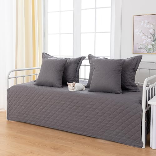 5-Piece Twin Daybed Cover Set - Geometric Quilted Bedspread with Pillow Shams