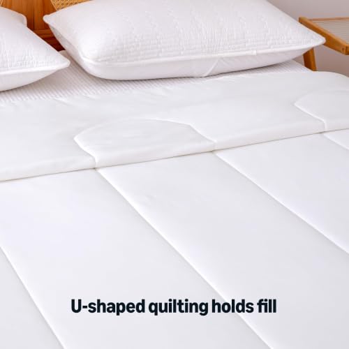 Cooling Comforter for Hot Sleepers - Lightweight All-Season Blanket, 90x90 Queen, White