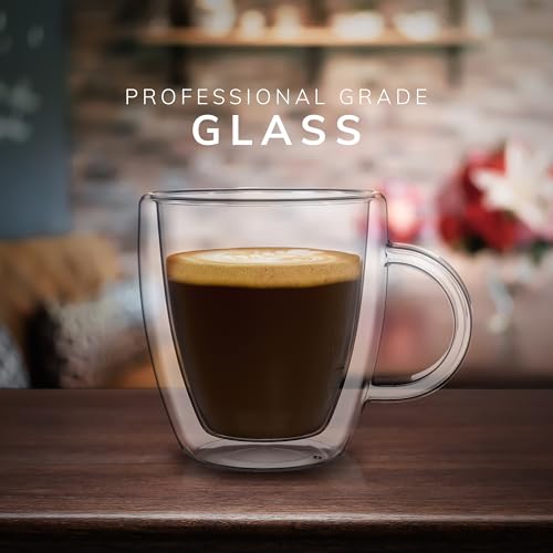 Mindful Design Double Wall Insulated Espresso Glasses Set of 2 - 5.4 oz Hot Cold Cups