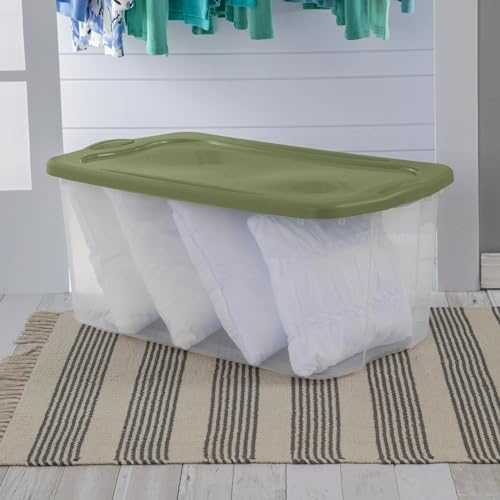 70 Quart Stackable Storage Bin with Clear Base and Easy-Carry Handles