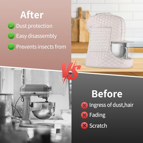 Stand Mixer Dust Cover with Storage Pockets for 6-8 Quart Bowl Lift Models