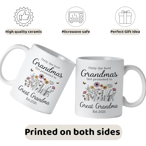 Nestura Great Grandma Mug est.2026 — Pregnancy Reveal Gift, Christmas, Birthday, Mother’s Day