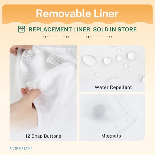 RiverDream Heavyweight Waffle Shower Curtain with Snap-in Liner White