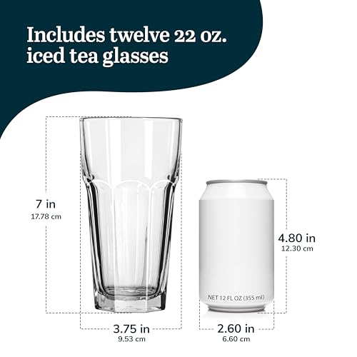 22-Ounce Heavy Base Drinking Glasses, Set of 12 Durable Glassware