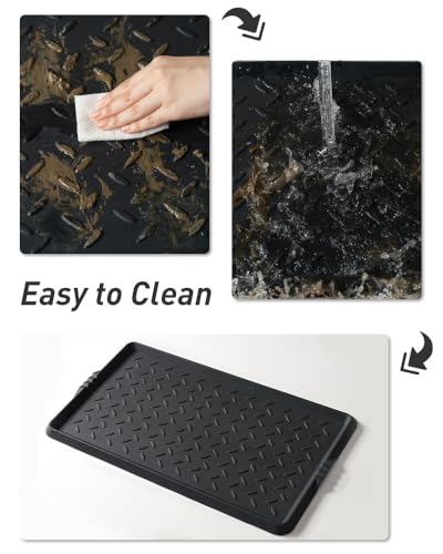 Heavy Duty Rubber Boot Tray - 16x27.5 Inch Waterproof Shoe Mat for Entryway