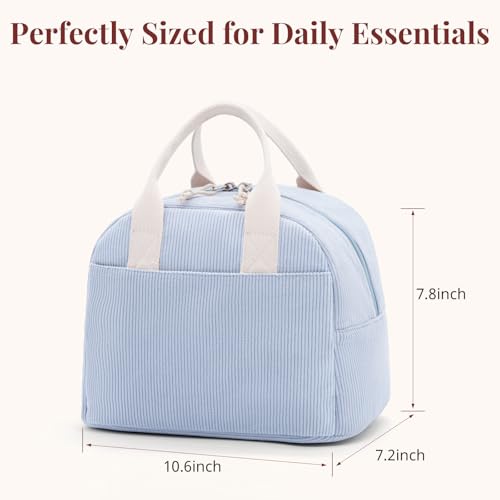 LOVELYWIND Insulated Lunch Bag for Women - Blue Floral Lunch Tote