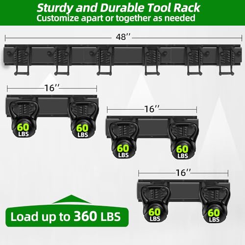 48-Inch Garage Tool Organizer Wall Mount Rack with 360 LBS Capacity