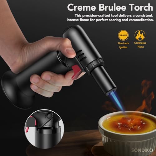 Refillable Butane Torch Lighter with Adjustable Flame & Fuel Window
