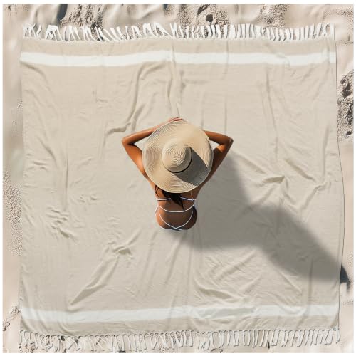 Vikumond Oversized Turkish Beach Towel Blanket - 88x82 Sand Free Quick Dry