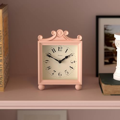 Small Rose Pink Mantel Clock, Classic Carriage Style Table Clock