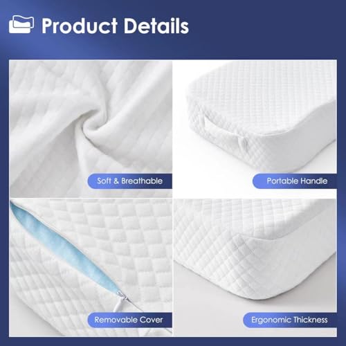 Memory Foam Leg Pillow for Side Sleepers - Pain Relief & Spine Alignment (25" x 15")